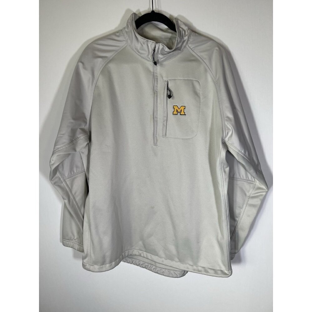 Vintage NIKE GOLF Y2K beige half-zip fleece-lined Michigan Wolverines pullover L